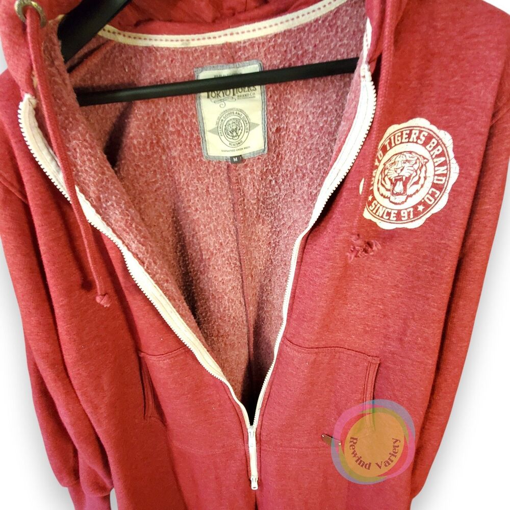 Tokyo Tigers Camerton Hooded Union Suit Mens M Claret Red Zip Jumpsuit One-Piece - Picture 14 of 16
